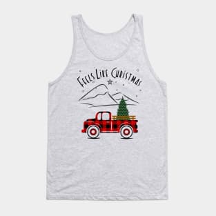 Feels Like Christmas, Red Plaid Pickup Truck Tank Top